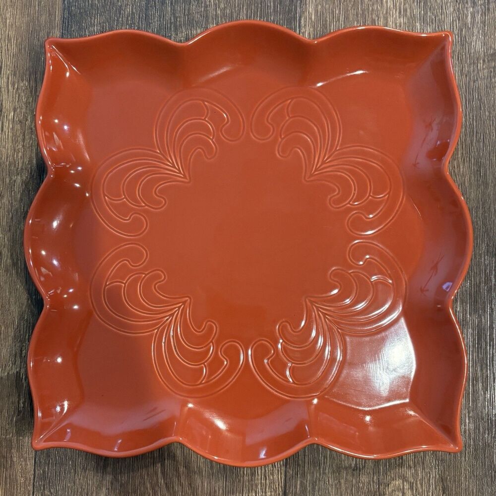 Chantal Talavera Collection 13.75” Burnt Orange Square Serving Platter 2004